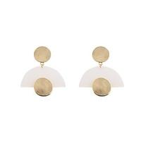 fashion women two circle shape acrylic and wood drop earrings