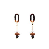 fashion women oval shape acrylic and wood drop earrings