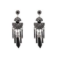 Fashion Women Black Pen Point Shaped Alloy Drop Earrings