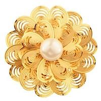 Fashion Jewelry Flower Brooch 18K Gold Plated Simulated Pearl Safety Switch For Women Wedding and Party Gift X30016