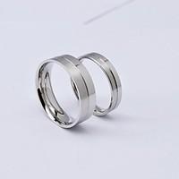 Fashion Silver Half Brush Titanium Steel Couple Rings Promis rings for couples