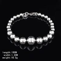 fashion sterling silver beading womens bracelet