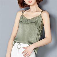 Fashion Wild V Collar Sleeveless Solid Color Lace Stitching Vest Holiday Daily Leisure Dating Home Upper Outer Garment