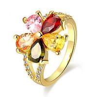 Fashion Jewelry Brand Zircon Ring 24K Gold Rings For Women Anillos Ringen Bague Femme Anelli Anello Aneis