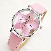 Fashion Watch Quartz Leather Band Charm Casual Black White Pink