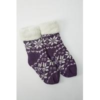 faux fur two tone knit socks