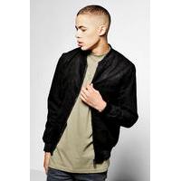 faux suede zip through bomber jacket black