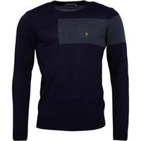 Farah Vintage Mens Byton Wool Crew Sweater True Navy