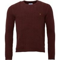 farah vintage mens oldham crew neck sweater rum