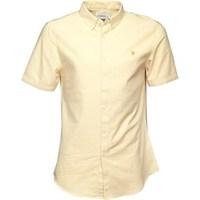 Farah Vintage Mens Brewer Slim Fit Short Sleeve Shirt Pastel Yellow