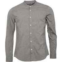 Farah Vintage Mens Steen Grandad Slim Fit Long Sleeve Shirt Military Green