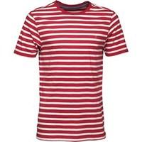 Farah Vintage Mens Lennox Stripe T-Shirt Deep Red Marl