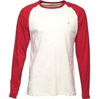 Farah Vintage Mens Zemlak Raglan Long Sleeve T-Shirt Deep Red