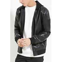 Faux Leather Bomber Jacket