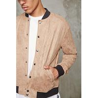 Faux Suede Baseball Jacket