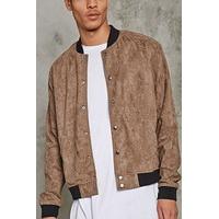 faux suede baseball jacket