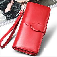Fashion Women\'s Genuine Leather Wallet Long Oil Wax Multi Card Wallet Purse Clutch Wallets