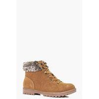 Faux Fur Ankle Hiker Boot - tan