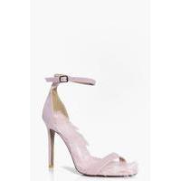 faux fur lined two part heels pink