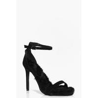 faux fur lined two part heels black