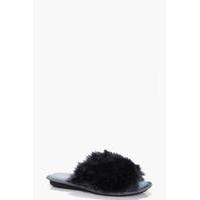 Faux Fur Slider Slippers - grey