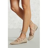 Faux Suede Lace-Up Flats