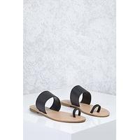 Faux Leather Flat Sandals