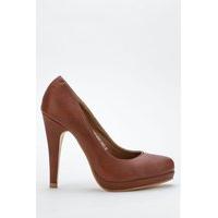 faux leather heel court shoes