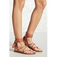 Faux Leather Ankle-Wrap Sandals