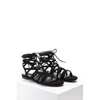 Faux Suede Lace-Up Sandals