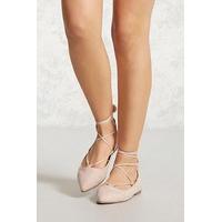 faux suede lace up ballet flats