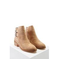 Faux Suede Buckle Ankle Boots