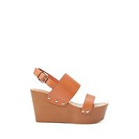 Faux Leather Wedge Sandals