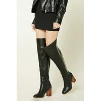 faux leather knee high boots