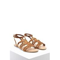 Faux Suede Geo-Cutout Sandals