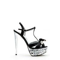 Faux Crystal Encrusted Platform Sandal Heels