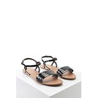 Faux Leather Metallic Sandals