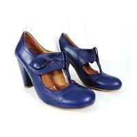 Faith Size 4 Berry Blue Big Button Heeled Shoes