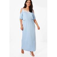 Faith Lace Cold Shoulder Maxi Dress - bluebell