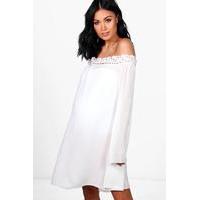 Faith Crochet Trim Beach Cover Dress - white