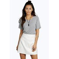 faux leather a line mini skirt ecru