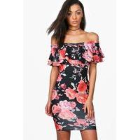 Faye Off The Shoulder Ruffle Floral Dress - multi