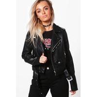 Faux Leather Biker Jacket - black