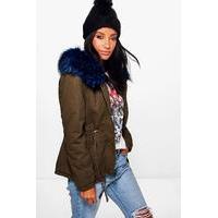 Faux Fur Parka - blue