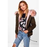 Faux Fur Parka - blush