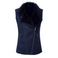 faux shearling gilet navy 12