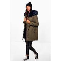 Faux Fur Long Parka - blue