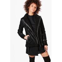 Faux Shearling Aviator Jacket - black