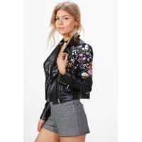 Fay Floral Panel Biker Jacket - black