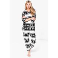 Fairisle Snowflake Print Twosie - black